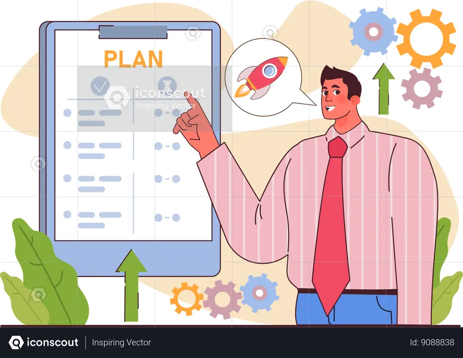 Businessman showing business plan  Illustration