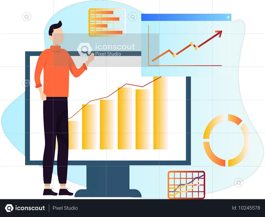 Businessman showing business statistics  Illustration