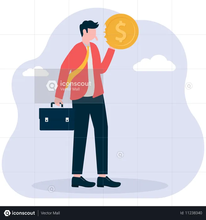 Businessman showing currency coin  Illustration