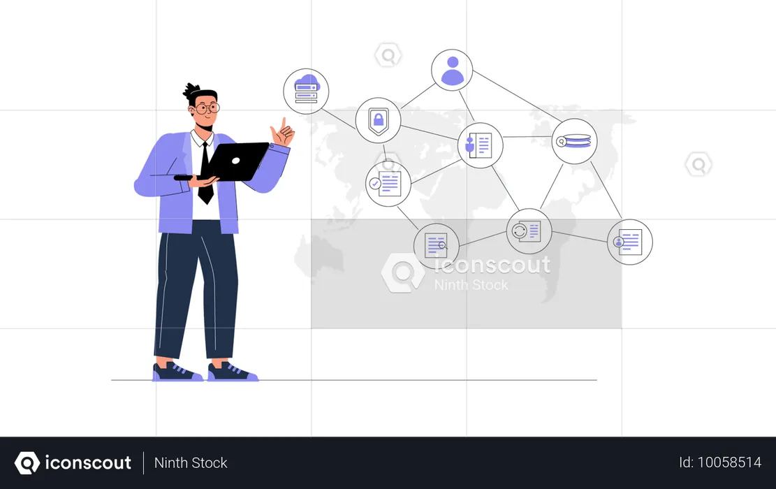 Businessman showing Data Security  Illustration