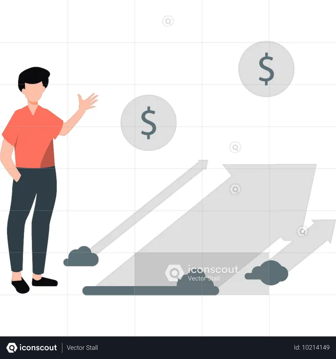 Businessman showing fianncial growth  Illustration