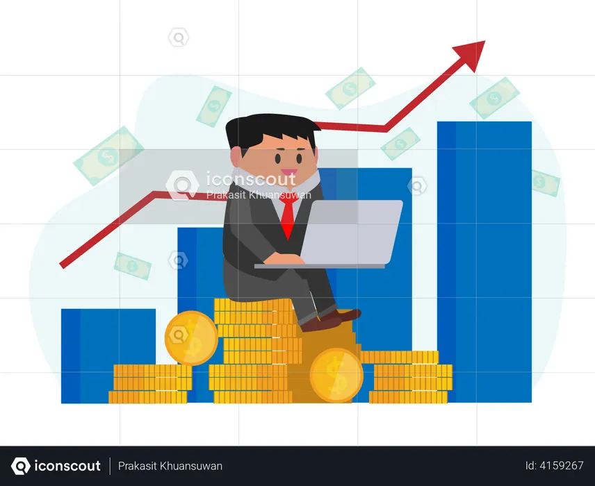 Businessman showing finance growth  Illustration