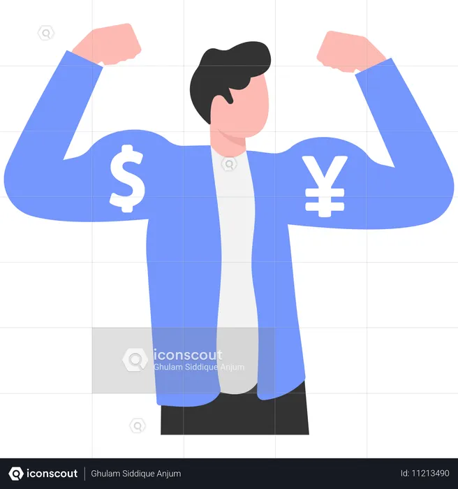 Businessman showing financial power  Illustration