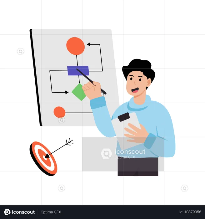 Businessman showing Flow Chart  Illustration