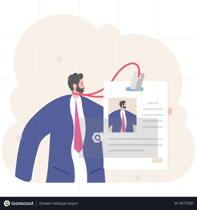 Businessman showing id badge  Illustration