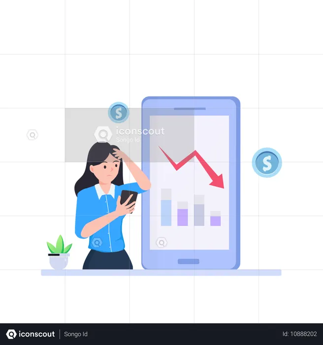 Businessman showing loss graph  Illustration