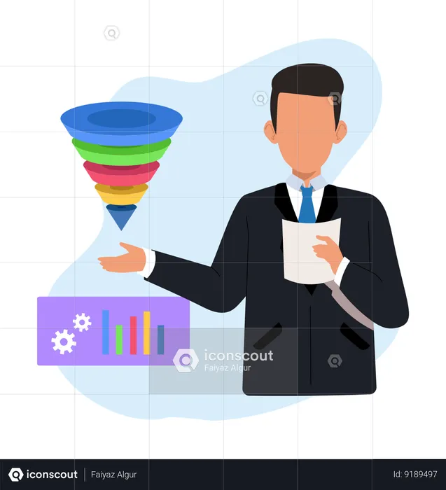 Businessman Showing Marketing Growth  Illustration