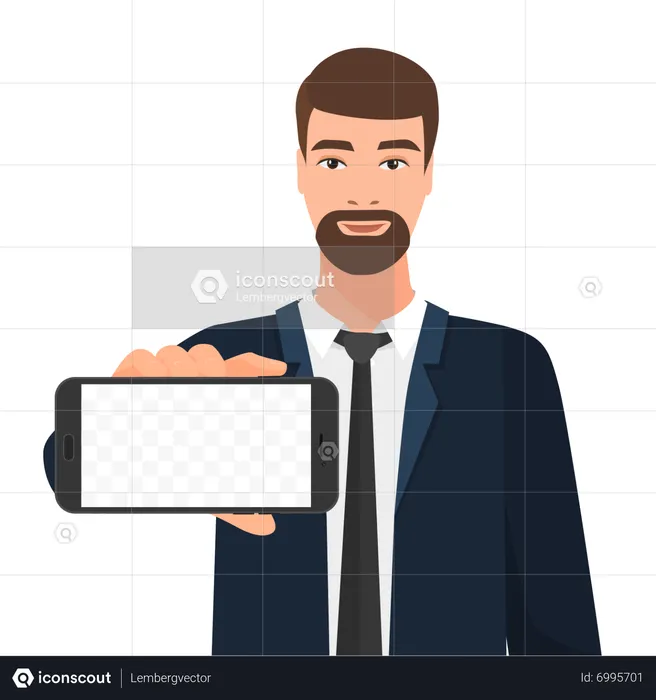 Businessman showing mobile  Illustration