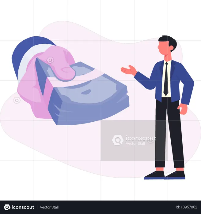 손에 돈을 들고 있는 사업가  일러스트레이션