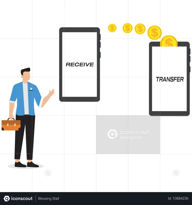 Businessman showing money transfer  Illustration