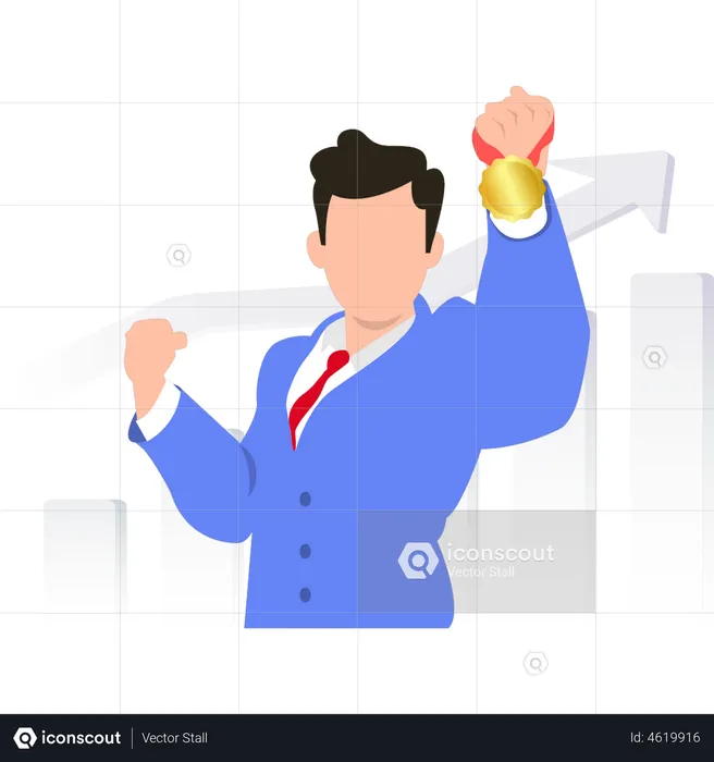 Businessman showing off medal  Illustration