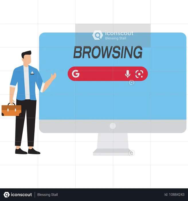 Businessman showing online browsing  Illustration