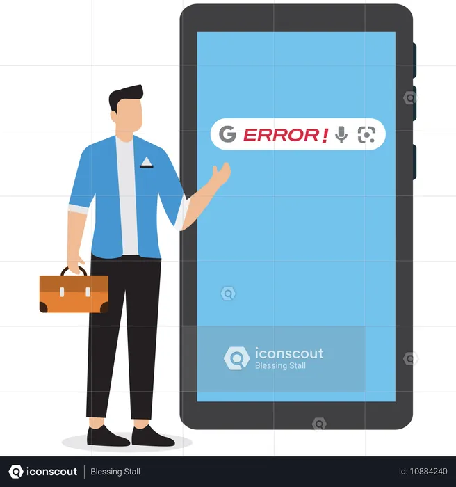 Businessman showing search error  Illustration