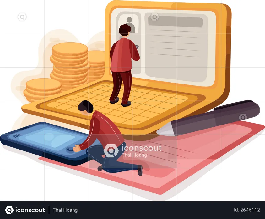 Businessman showing smart office  Illustration