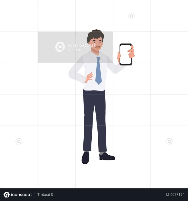 Businessman showing smartphone  Illustration