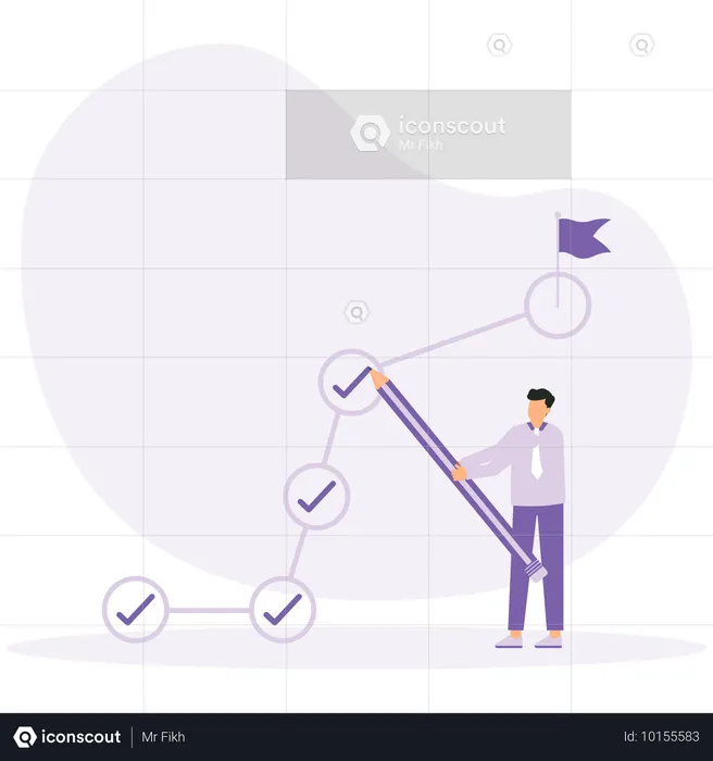 Businessman showing Strategic planning workflow  Illustration