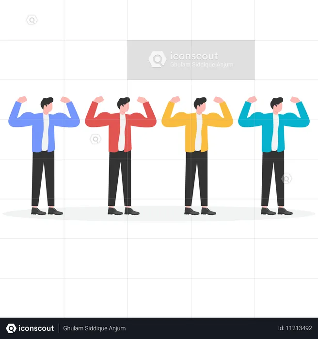 Businessman showing team strength  Illustration