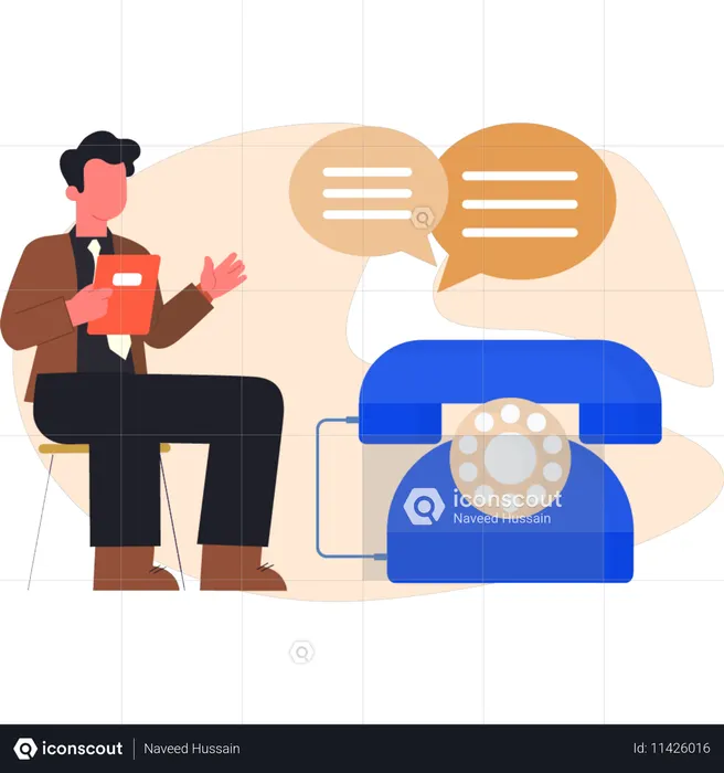 Businessman showing telephone communication  Illustration