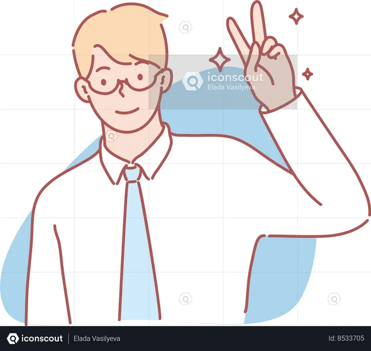 Businessman showing victory sign  Illustration