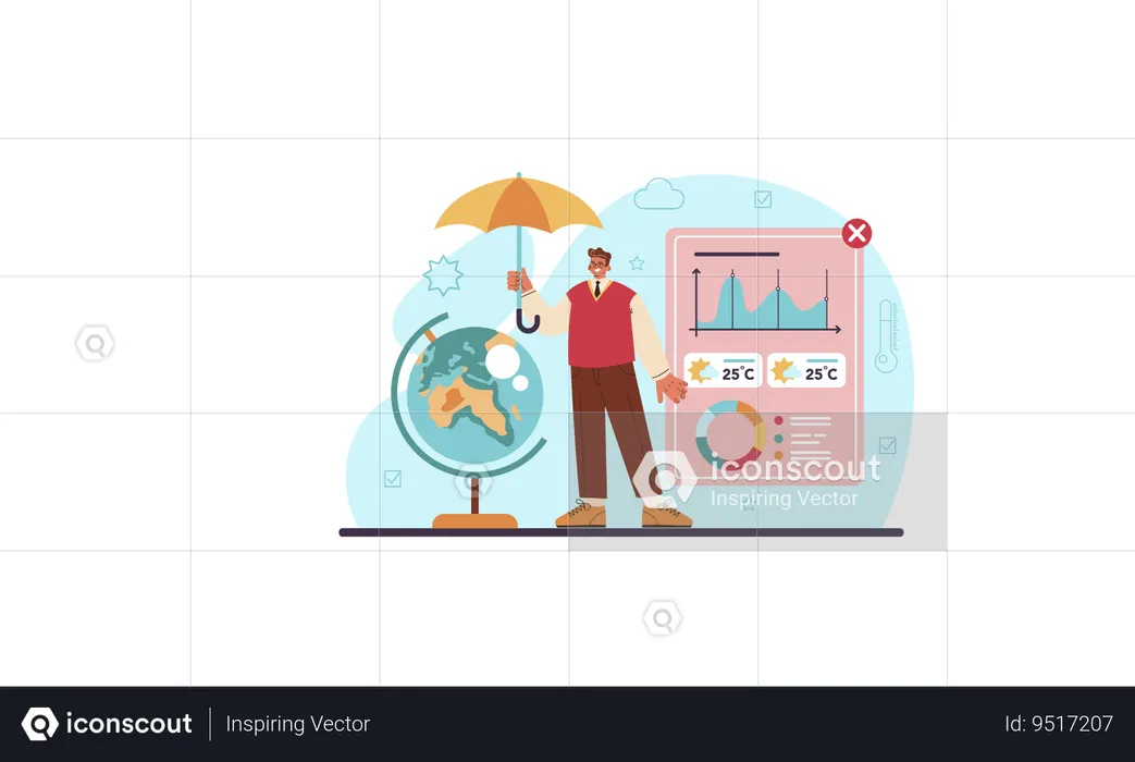 Businessman showing weather report  Illustration