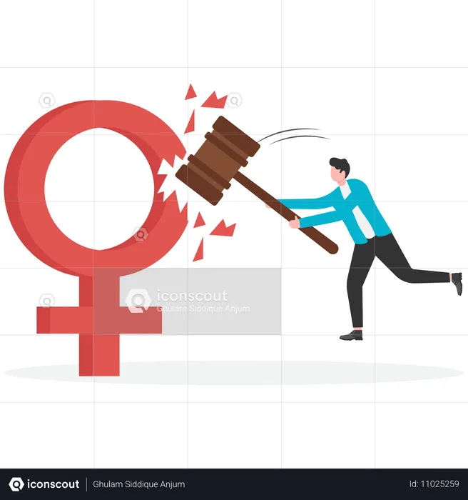 Businessman shows anger towards females  Illustration