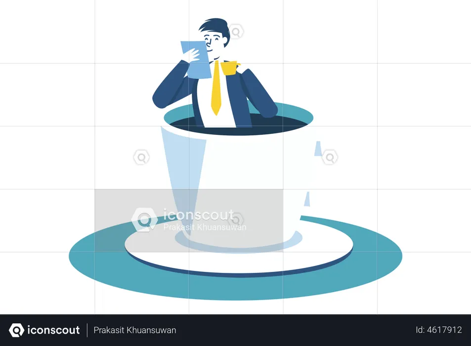 Businessman sipping coffee  Illustration
