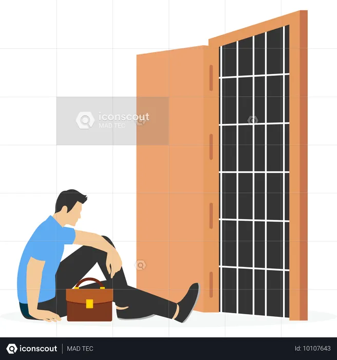 Businessman sitting at dead end  Illustration