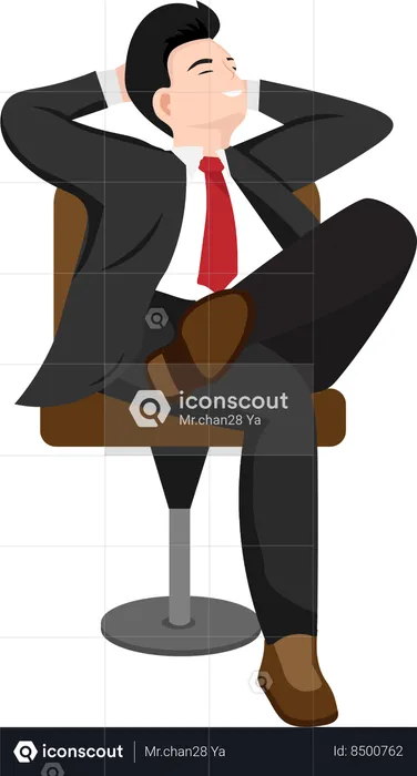 Businessman sitting calmly on a chair Cross your legs and place your hands behind your head  Illustration