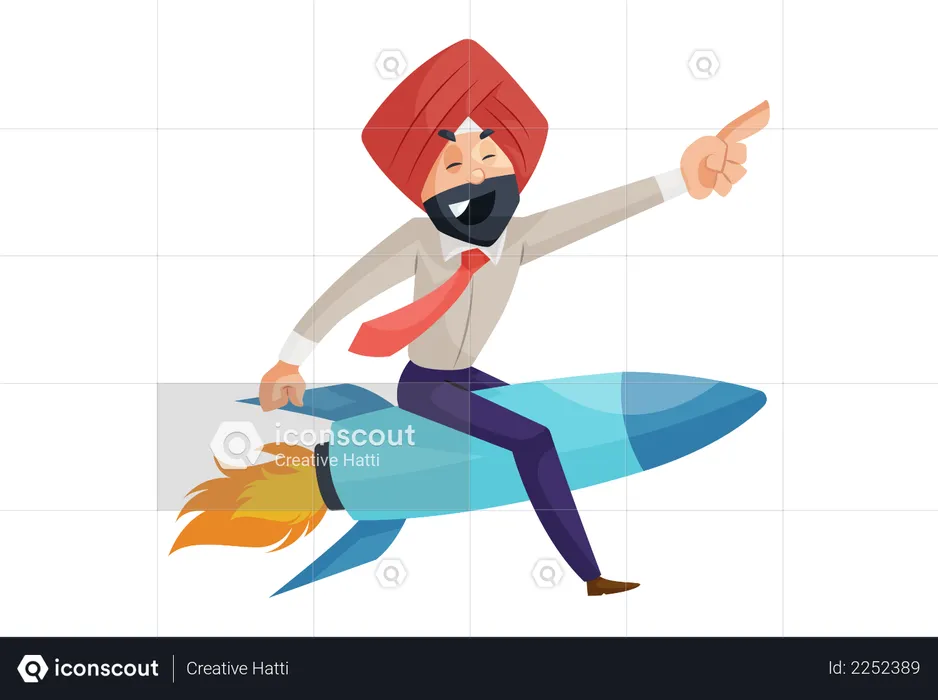 Businessman sitting on a rocket  Illustration