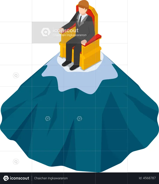 Businessman sitting on throne  Illustration
