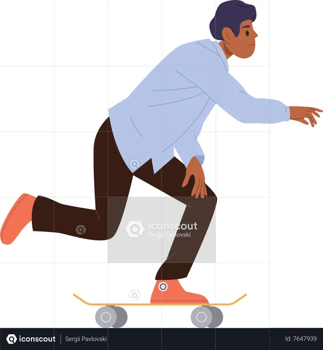 Businessman skateboarder enjoying free time  Illustration