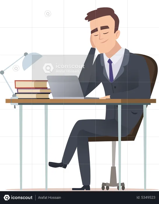 Businessman sleeping at work  Illustration