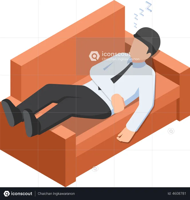 Businessman sleeping on the couch  Illustration