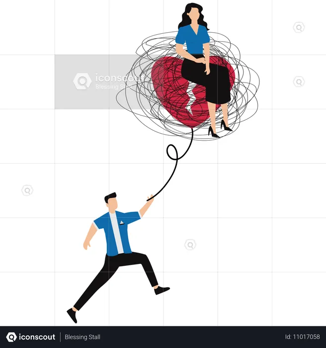 Businessman solving business difficulties  Illustration