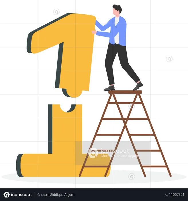 Businessman solving business puzzle  Illustration