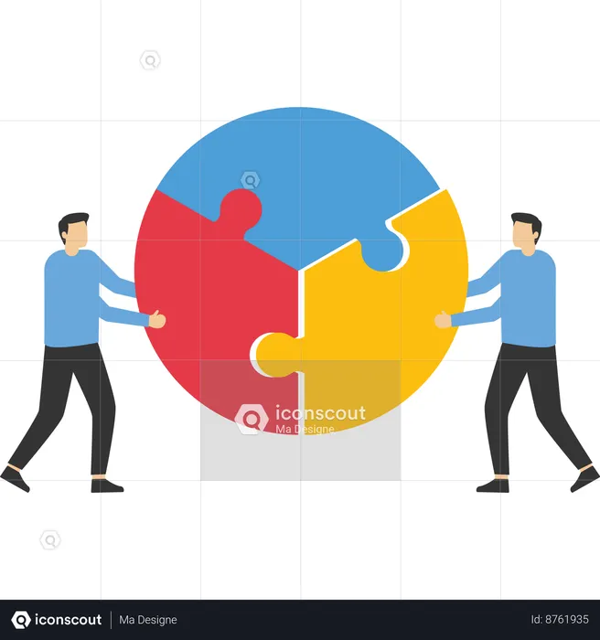 Businessman solving business puzzle  Illustration