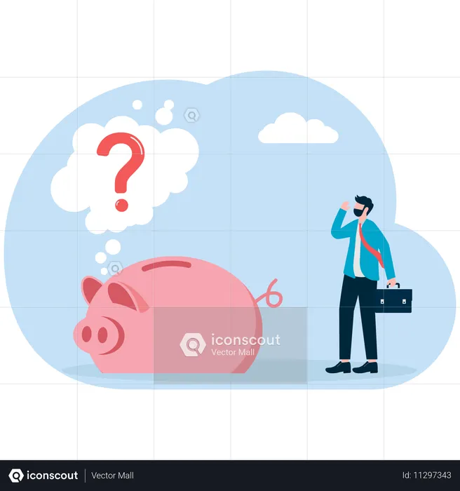 Businessman solving business questions  Illustration