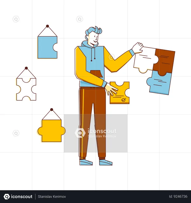Businessman solving complex business issue  Illustration