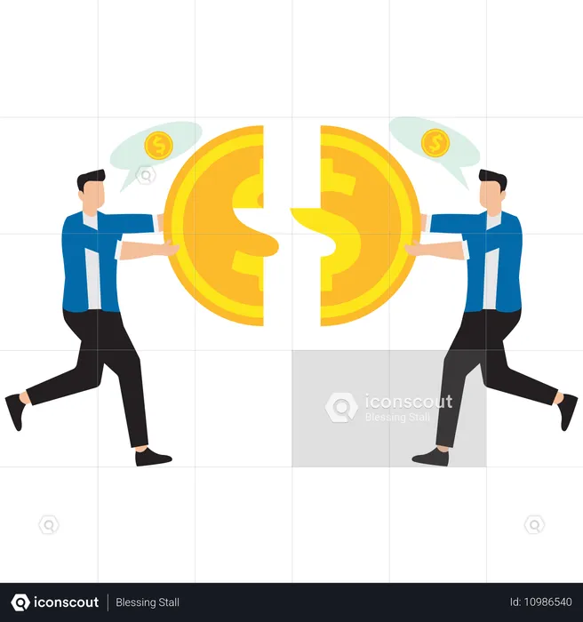 Businessman solving money problem  Illustration