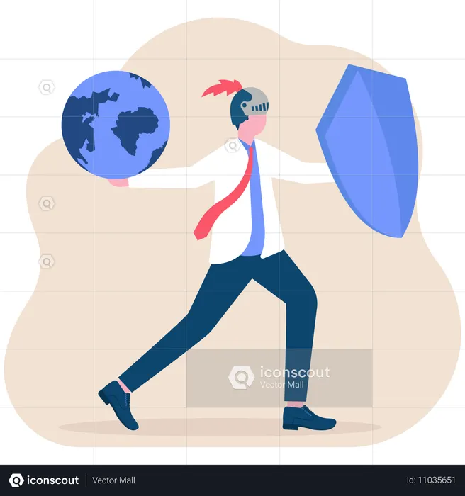 Businessman spending money protecting global economic crisis  Illustration