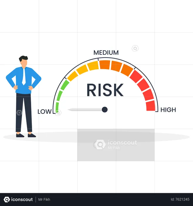 Businessman Stand near the risk meter  Illustration