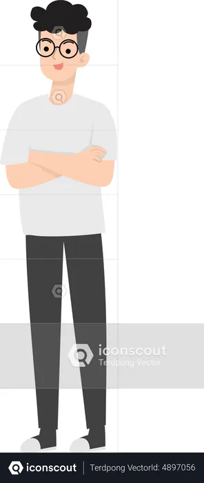 Businessman stand with arms crossed  Illustration