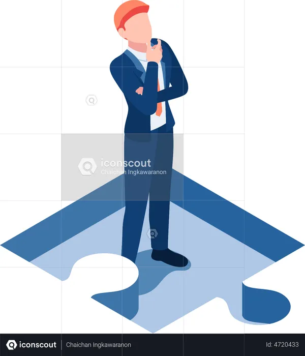 Businessman Standing and Thinking  Illustration