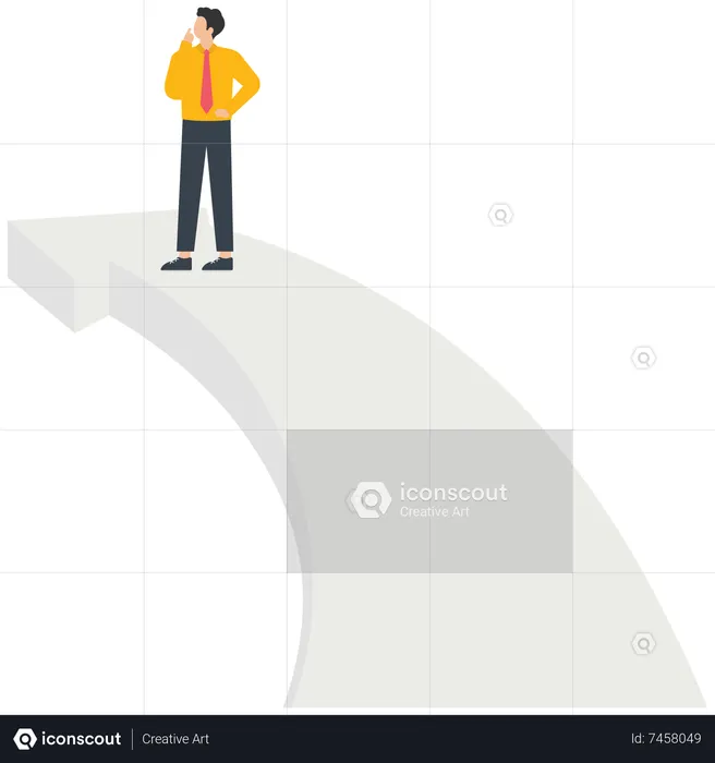 Businessman Standing at top of arrow  Illustration