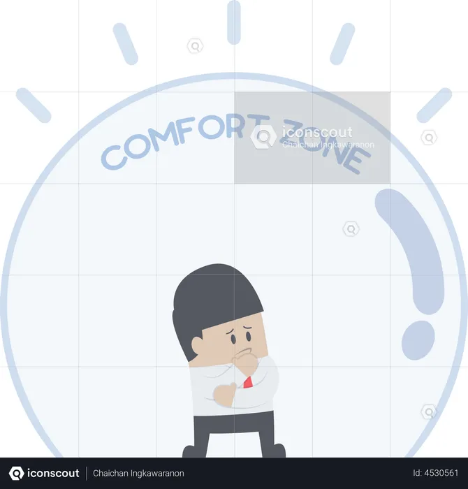 Businessman standing in comfort zone  Illustration