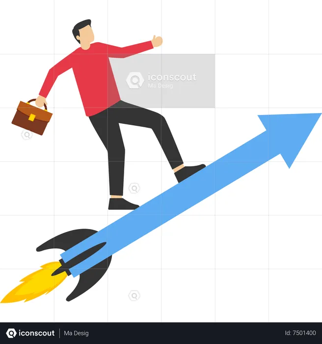 Businessman standing on growth graph  Illustration