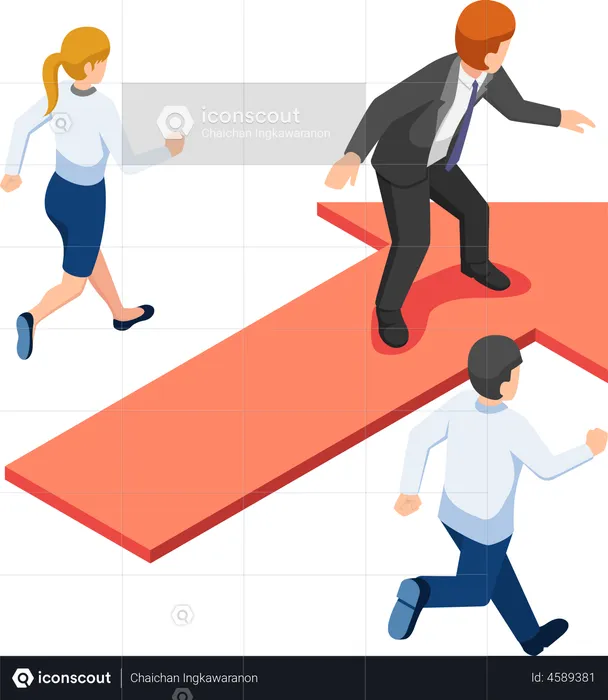 Businessman standing on red arrow at leader position  Illustration