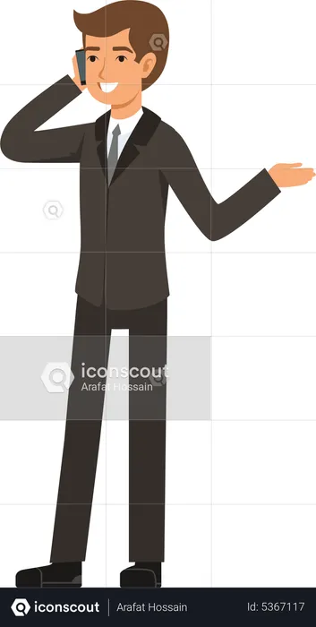 Businessman standing on the phone  Illustration