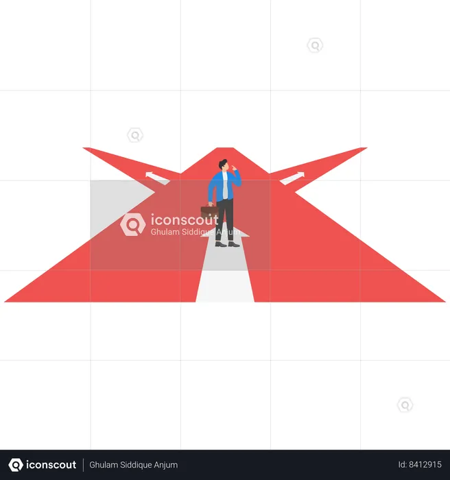 Businessman standing on the road to success  Illustration