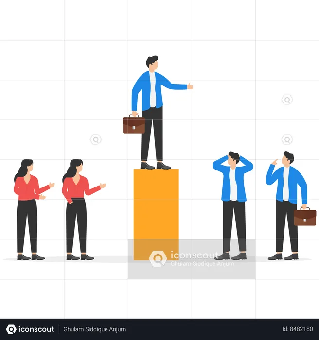 Businessman standing out from the crowd business  Illustration